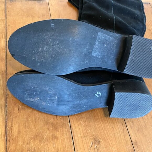 Slouchy Black suede block heel boots. Really cute! - Picture 7 of 7